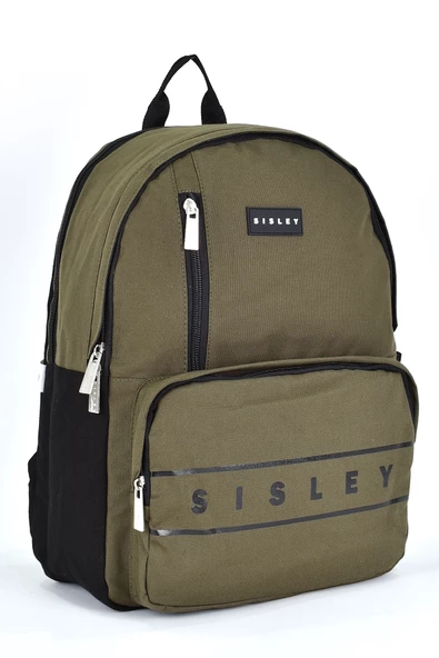 Sisley Okul Sırt Çantası Unisex Çok Gözlü Günlük Seyahat Sırt Çantası Haki 12919 - Resim 2