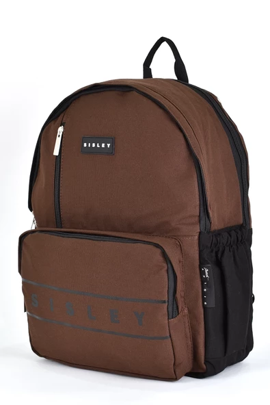 Sisley Okul Sırt Çantası Unisex Çok Gözlü Günlük Seyahat Sırt Çantası Kahverengi 12918 - 4