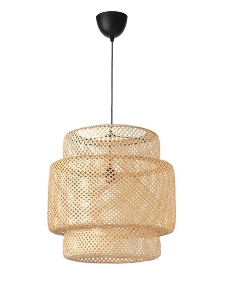 İstanbul Avize Rattan 40 cm Siyah Tesisatlı Avize Bambu,İskandinav,Bohem,Modern Aydınlatma