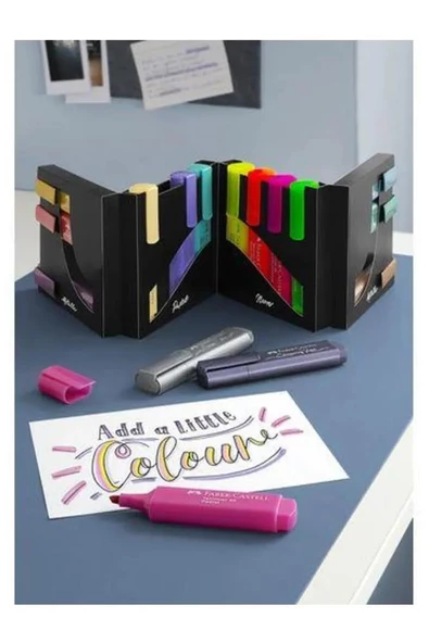 Fosforlu Kalem 16 lı 1 Paket 16 Renk Metalik Neon ve Pastel Renkler İşaret Kalemi Masa Seti Fosforlu Keçeli Kalem - 2