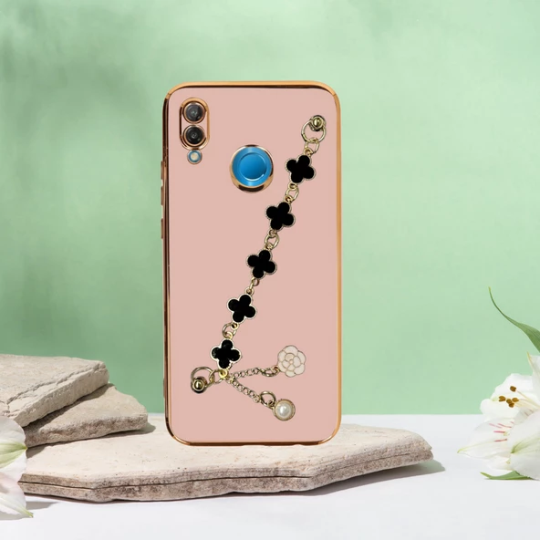 Huawei̇ Y7 2019  Elçek Şanzeli̇ze Kilif Rose Gold