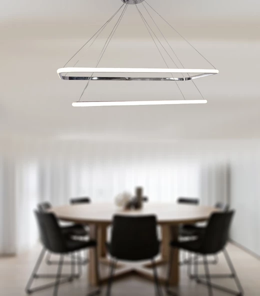 TT Aydınlatma TT400-2 KR  Dikdörtgen 2 li Krom Kaplama Led Avize - Resim 3