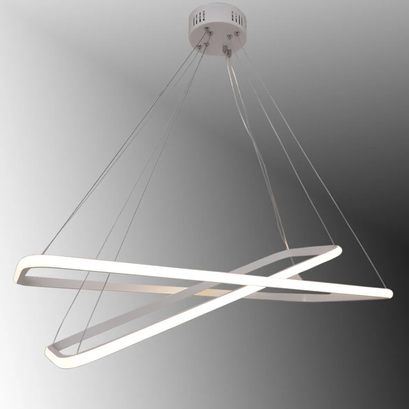 TT400-2 BY TT Aydınlatma Dikdörtgen 2 li Mat Beyaz Led Avize