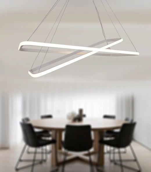 TT Aydınlatma TT400-2 BY  Dikdörtgen 2 li Mat Beyaz Led Avize - Resim 3