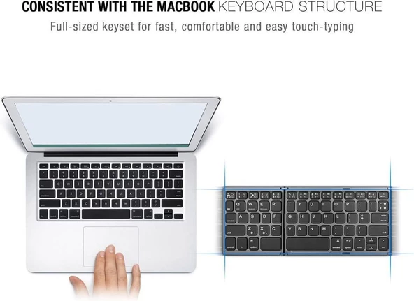 Apple iPad Pro 11" Wi-Fi Uyumlu Kablosuz Bluetooth TouchPad'li Şarj Edilebilir Katlanabilir Klavye - 4