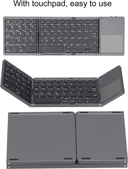 Hometech Alfa 8TX 8" Uyumlu Kablosuz Bluetooth TouchPad'li Şarj Edilebilir Katlanabilir Klavye - Resim 4