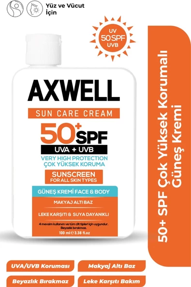 Axwell 50 Faktör Leke Karşıtı Güneş Kremi 100 ml