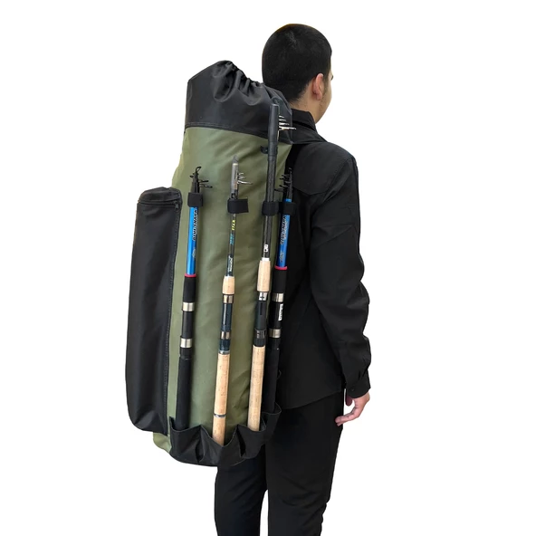 Euro Fish Kamış Çantası Boru Tipi Siyah-Haki 80 cm (38004) - 6