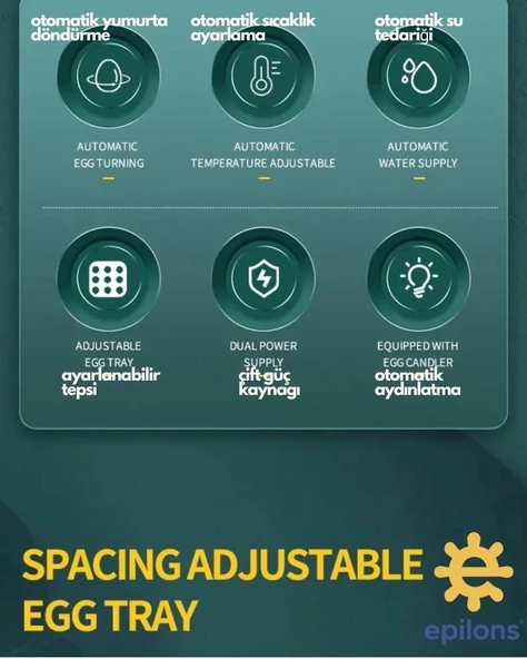 Epo-130my Kuluçka Makinesi | 130 Yumurtalık, Yedek Motorlu İncubator - Resim 8