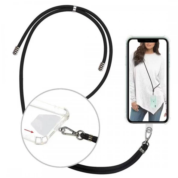 General Mobile GM 24 Pro İp Askılı Şeffaf Silikon Kılıf Siyah - 4