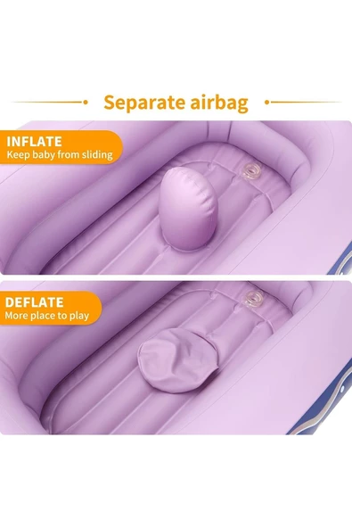 Seyahat Bebek Küveti, Yeni Doğanlara Için, Hava Pompası Dahil (Mor, Küçük) - S