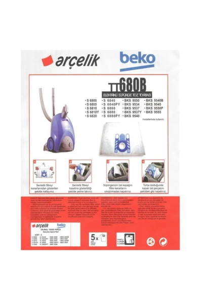 S 6805 Süpürge Modeli 5 Adet Toz Torbası Tt680b