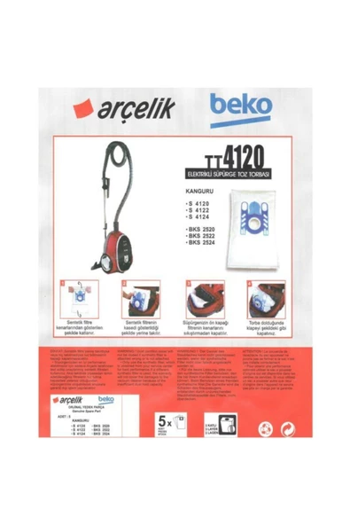 S 4120 Süpürge Modeli 5 Adet Toz Torbası Tt4120