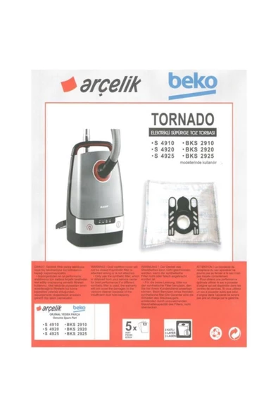 Bks 2925 Süpürge Modeli 5 Adet Toz Torbası Tornado