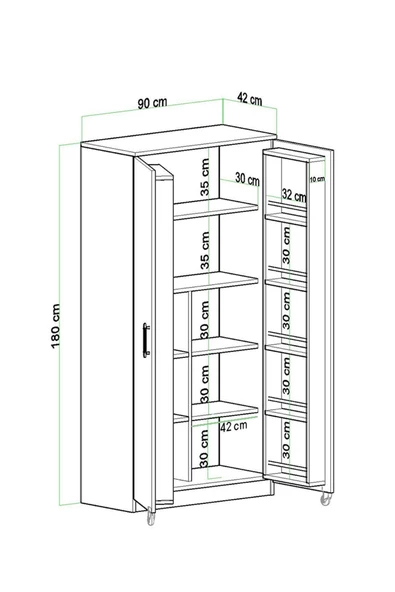 Evdemo Eva 2 Kapaklı Erzak Kiler Dolabı Atlantik Çam - 7