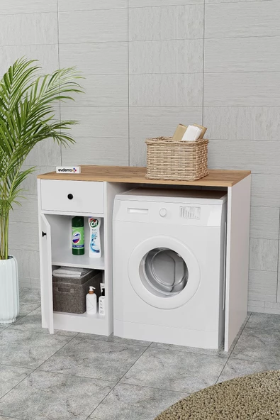 Evdemo Sena Çamaşır Makinesi Dolabı Atlantik Çam Beyaz - 3