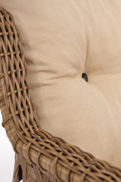Evdemo Deniz Rattan Puflu Bahçe Balkon Takımı 3+1+1 Kahve - 4