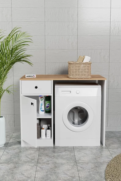 Evdemo Sena Çamaşır Makinesi Dolabı Atlantik Çam Beyaz - 2