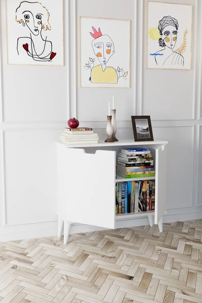 Evdemo Elegant 2 Kapaklı Dekoratif Konsol  Beyaz - 3