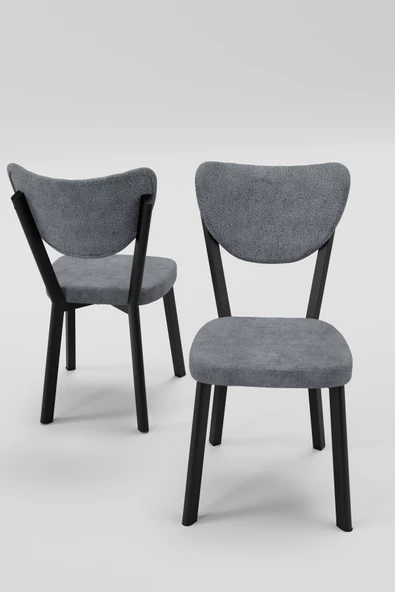 Evdemo Elma 2li Mutfak Yemek Masası Sandalyesi Gri - Resim 3