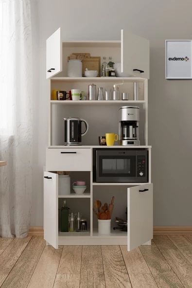 Evdemo Arya Kahve Köşesi Çok Amaçlı Dolap Beyaz - 4
