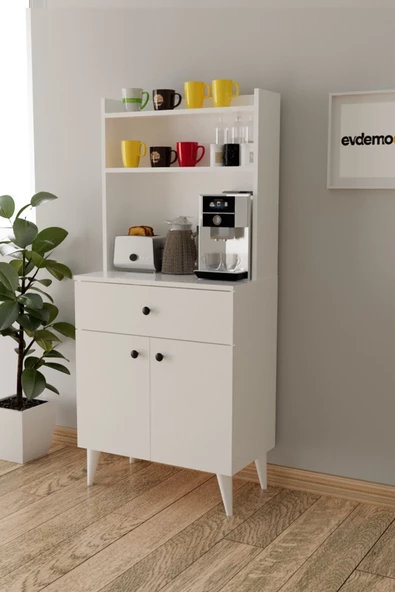 Evdemo Biga Kahve Köşesi Çok Amaçlı Dolap Beyaz - 2