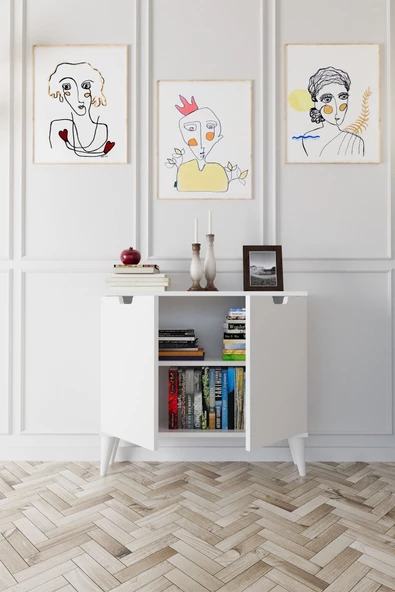 Evdemo Elegant 2 Kapaklı Dekoratif Konsol  Beyaz - 2