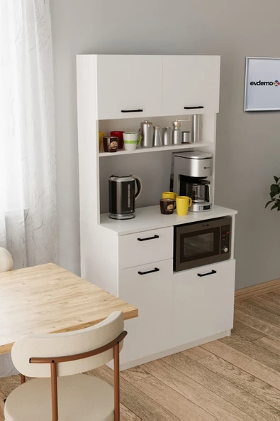 Evdemo Arya Kahve Köşesi Çok Amaçlı Dolap Beyaz - 3