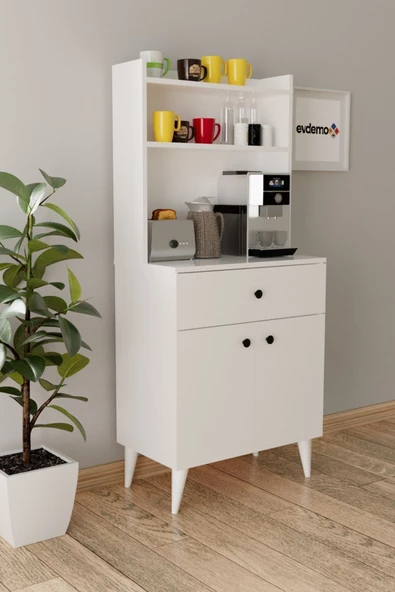 Evdemo Biga Kahve Köşesi Çok Amaçlı Dolap Beyaz - 3