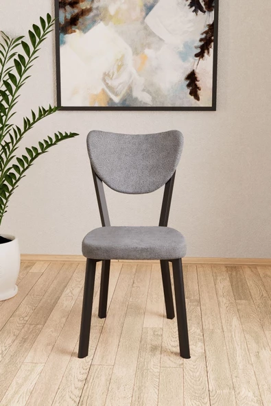 Evdemo Elma 2li Mutfak Yemek Masası Sandalyesi Gri - Resim 2