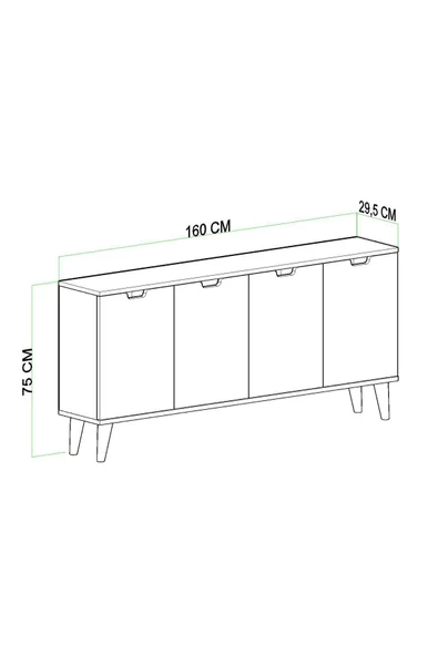Evdemo Elegant 4 Kapaklı Dekoratif Konsol  Beyaz - 5