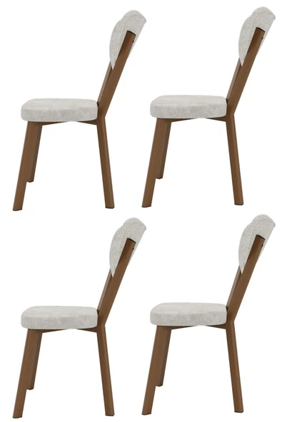 Evdemo Elma 4lü Mutfak Yemek Masası Sandalyesi Krem - Resim 4