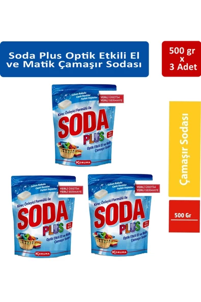 Soda Plus Etklili Çamaşır Sodası 500 gr x 3 Adet