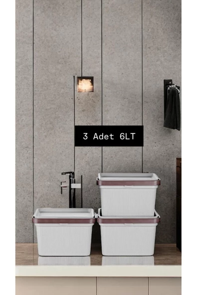 Shell Kulplu 3 Adet 6 Lt Krem Kapaklı Sebze Deterjan Saklama Kabı Dolap Içi Organizer Hobi Kutusu - 2