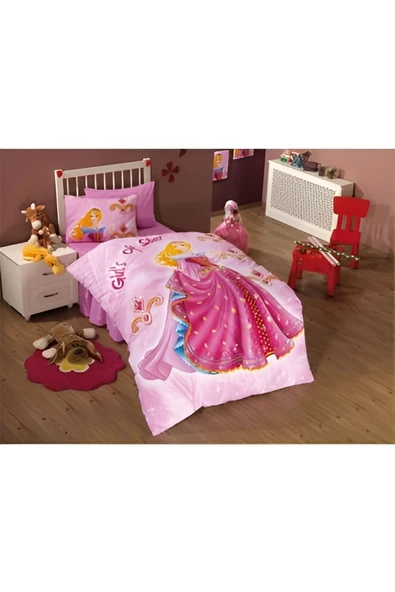 Tek Kişilik Nevresim Takımı Princes Kız Çocuk Odası Yatak Nevresim Seti - Prenses - Resim 2