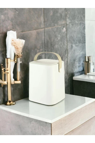 Tutma Saplı İç Kovalı Tezgah Üstü Mutfak Ve Banyo Çöp Kovası Maxi 8 Lt - Beyaz