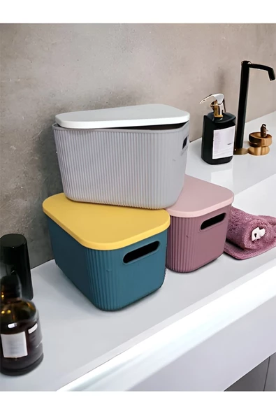 5 Adet Mix 6 Litre Storage Dolap Düzenleyici Kapaklı Kutu - Kıyafet Çorap Saklama Kutusu - Resim 4