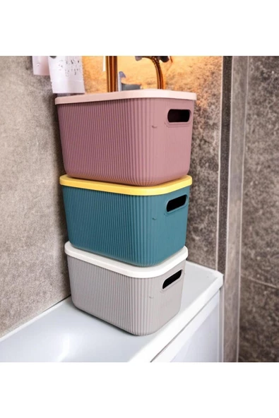 5 Adet Mix 6 Litre Storage Dolap Düzenleyici Kapaklı Kutu - Kıyafet Çorap Saklama Kutusu - Resim 2