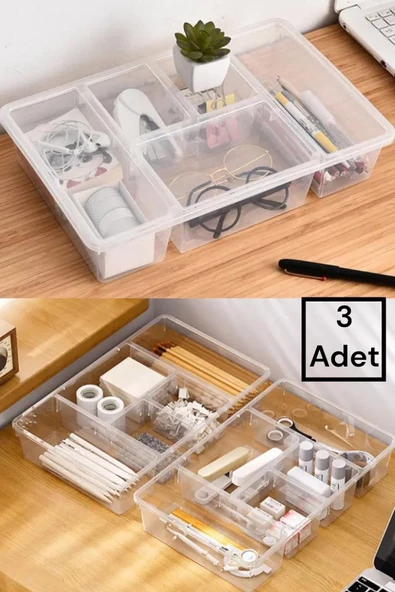 3 Adet Luna Çekmece Içi Düzenleyici Kemer Çorap Kravat Iç Çamaşırı Organizeri Kapaklı Kutu - 2