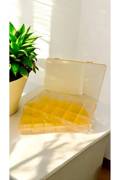 2 Adet Orange 18 Bölmeli Takı Kutusu Toka Yüzük Saklama Kabı Çekmece Düzenleyici Box Turuncu - 2