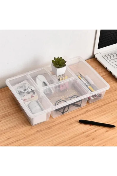 2 Adet Luna Çekmece Içi Düzenleyici Kapaklı Takı Ve Makyaj Kutusu Kalem Gözlük Ofis Organizer Set - 6