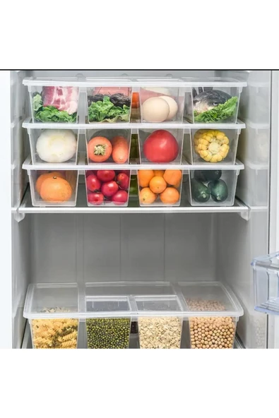 2 Adet Luna Kapaklı 5 Bölmeli Buzdolabı Düzenleyici Sebzelik - Et Balık Sebze Organizer - Resim 4