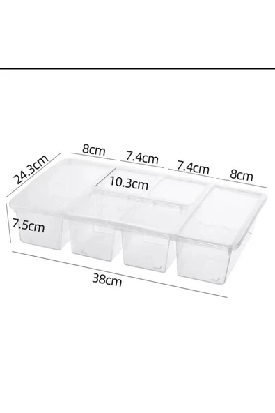 Füme Luna 5 Bölmeli Çekmece Düzenleyici Kapaklı Çatal Kaşık Kutusu - Mutfak Organizer - 4