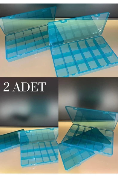 2 Adet Yeşil 18 Bölmeli Şeffaf Kapaklı Balıkçı Kutusu - Ağırlık , Iğne Ve Kanca Çapari Organizer