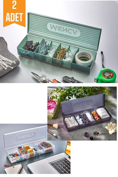 2 Adet Ring 6 Bölmeli Takı Kutusu Vida Çekmece Içi Düzenleyici Balıkçı Kutusu - Resim 2