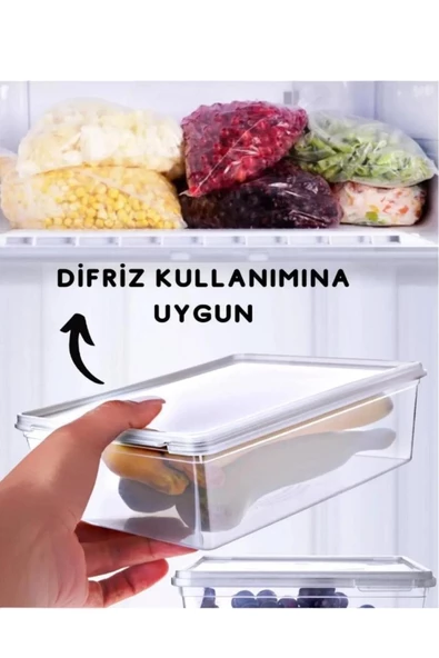 10 Adet Kendinden Kapaklı Erzak Saklama Kabı 1 Lt Kapaklı Kilitli Dondurucuya Uygun - 2