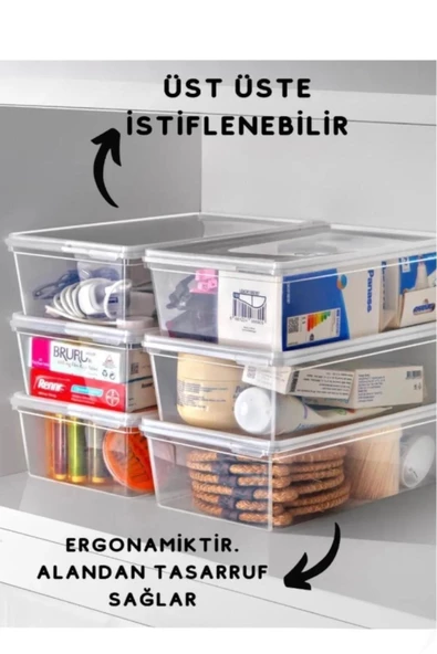 10 Adet Kendinden Kapaklı Erzak Saklama Kabı 1 Lt Kapaklı Kilitli Dondurucuya Uygun - 3