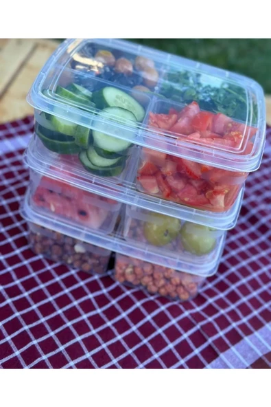 Large 6 Adet Bölmeli Piknik Saklama Kutusu Okul Beslenme Kabı Taşınabilir Diyet Öğünlük Porsiyon - 4