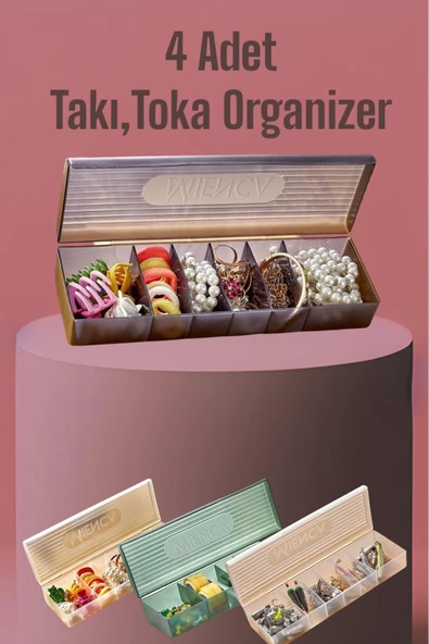4 Adet Ring 6 Bölmeli Takı Kutusu Kapaklı Çekmece Içi Yüzük Kutusu Balıkçı Malzemesi Düzenleyici - 2