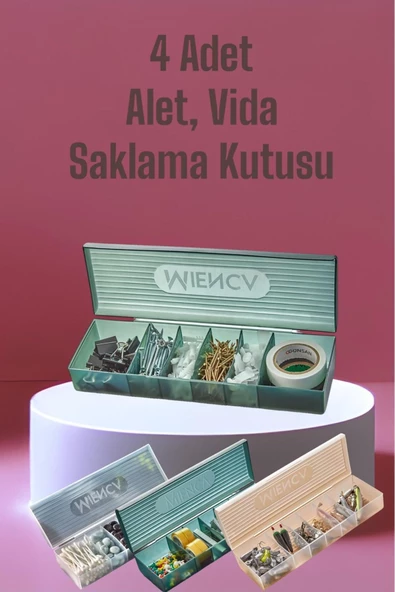4 Adet Ring 6 Bölmeli Alet Çantası Vida Bant Düzenleyici Balıkçı Kutusu